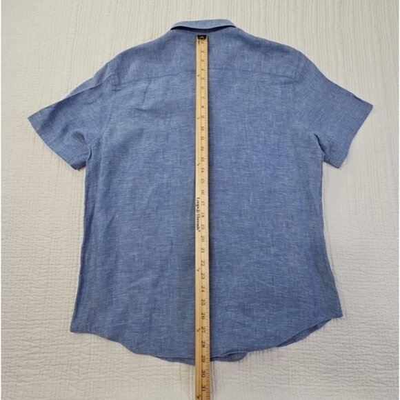 Nautica Linen Blend Short Sleeve Shirt Men's M Blue Button Up EUC LN Resortwear - Picture 11 of 12